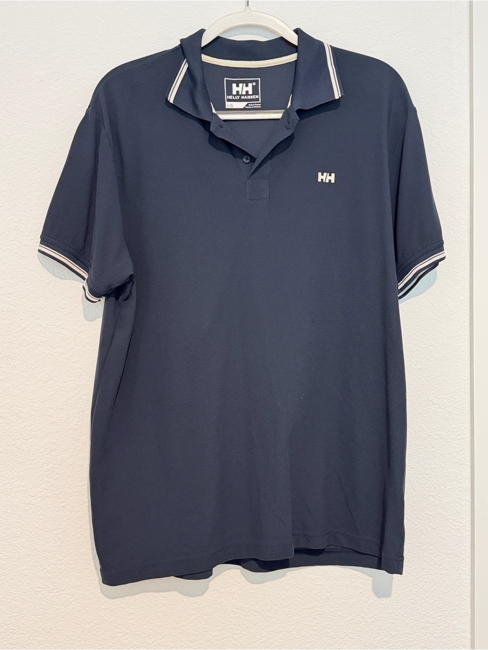 Helly Hansen Navy Polo with White Contrast Trim Large